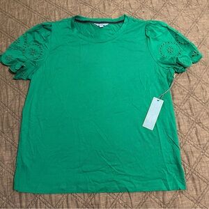 Draper James Vibrant Green Eyelet Sleeve Tee